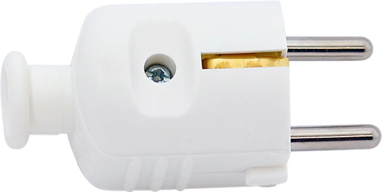 Støpsel rett m/jord hvit nylon Støpsel rett m/jord hvit nylon