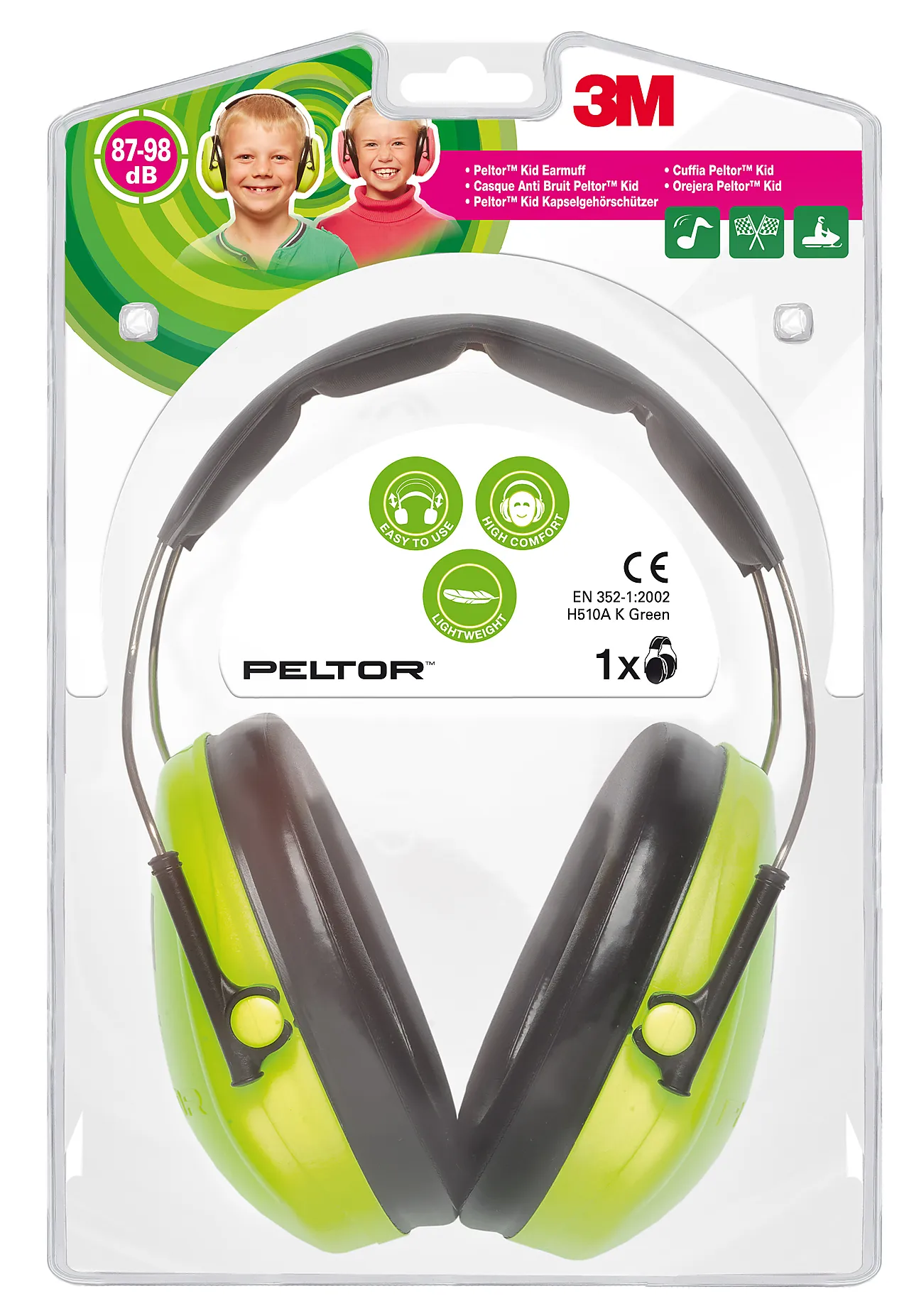 Øreklokke grønn peltor kid uh510ak c1g