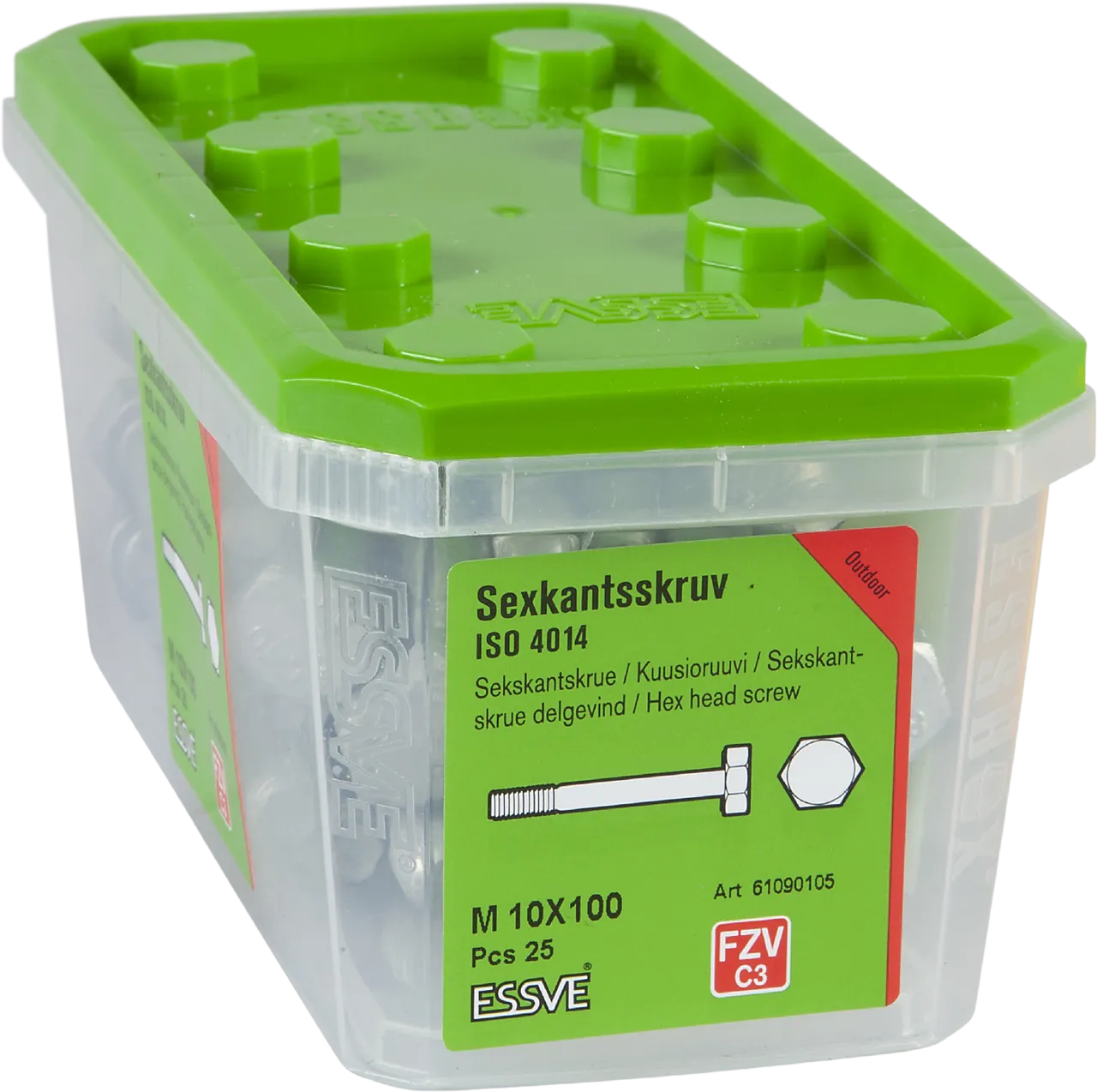 Sekskantskrue dg m10x100 fzv -25 delgjenget varmforsinket stål null - null - 2 - Miniatyr