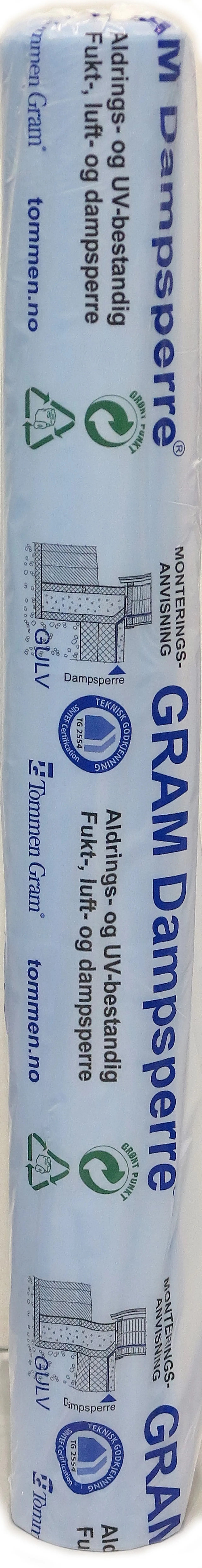 Dampsperre 2,6mx15m 150MY grønn gram med heftekant Dampsperre 2,6mx15m 150MY grønn gram med heftekant
