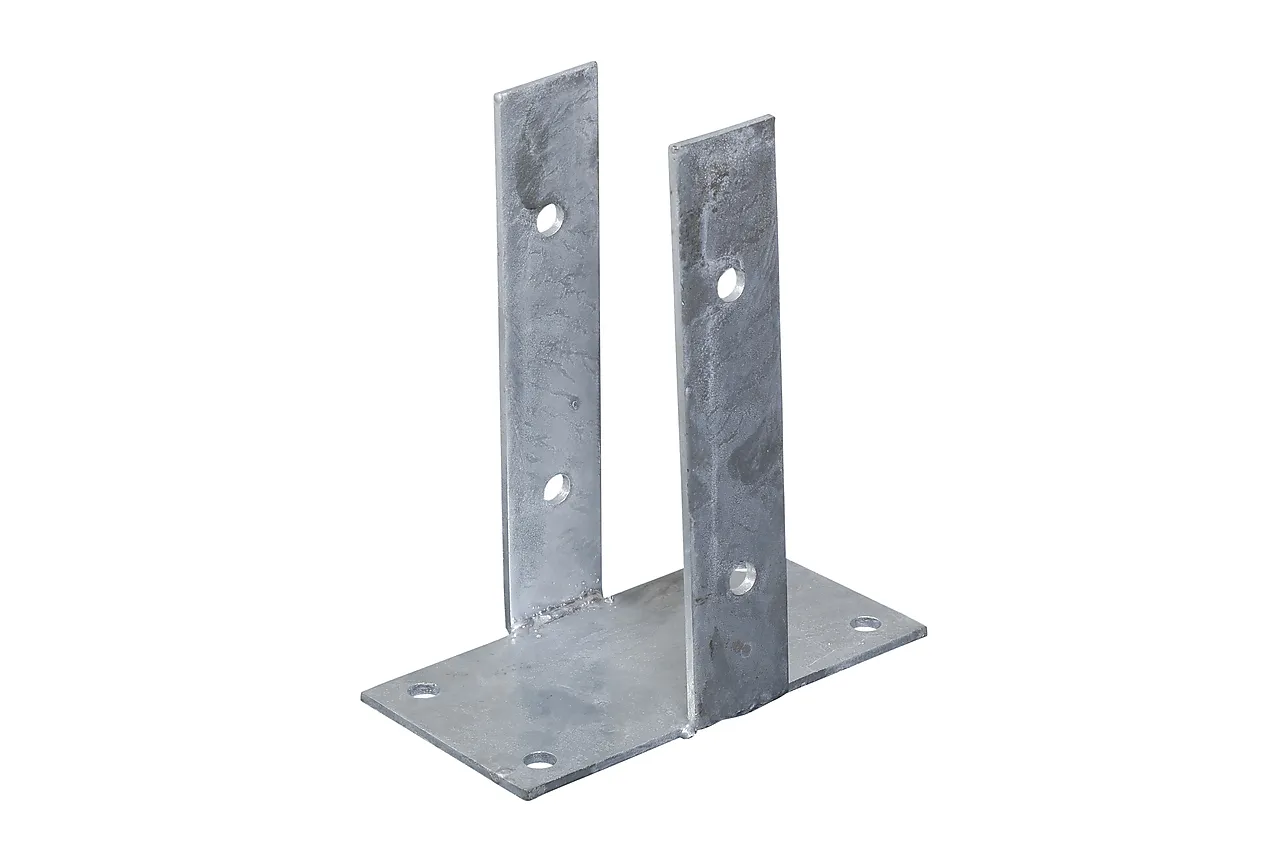 Stolpefot m/plate 90 mm galvanisert stål