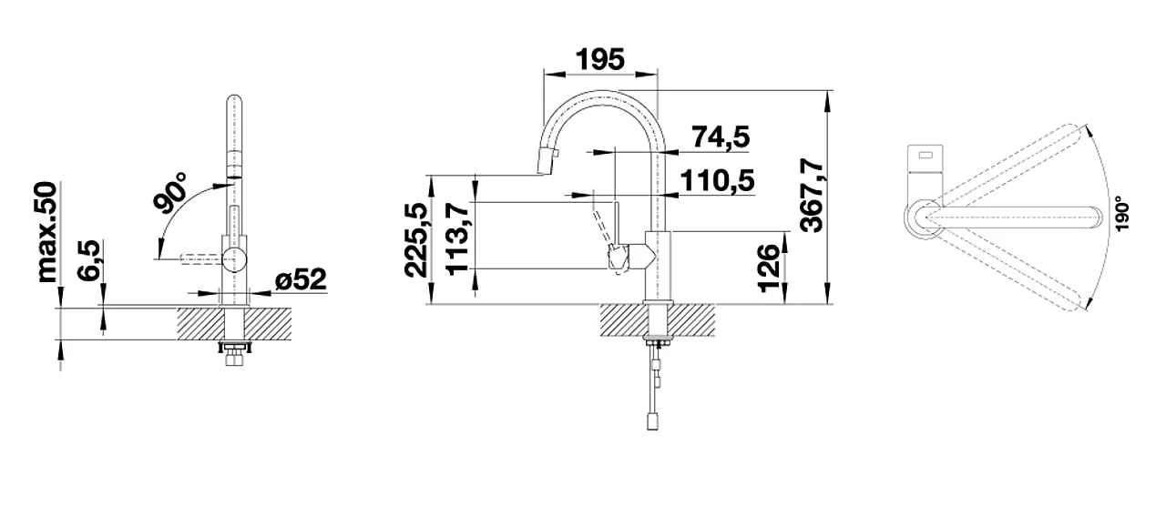 Blandebatteri Candor S bø rustfri null - null - 3 - Miniatyr
