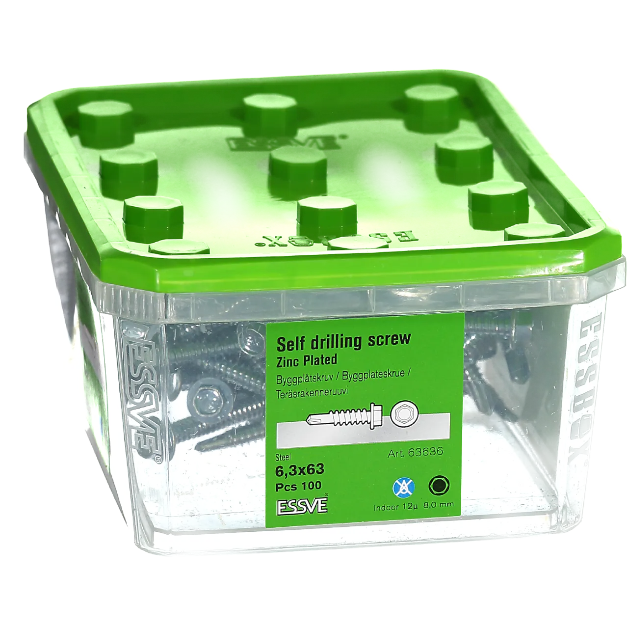 Plateskrue borspiss 6,3x63 fzb-100 uten tetningsskive blankforsinket null - null - 3 - Miniatyr