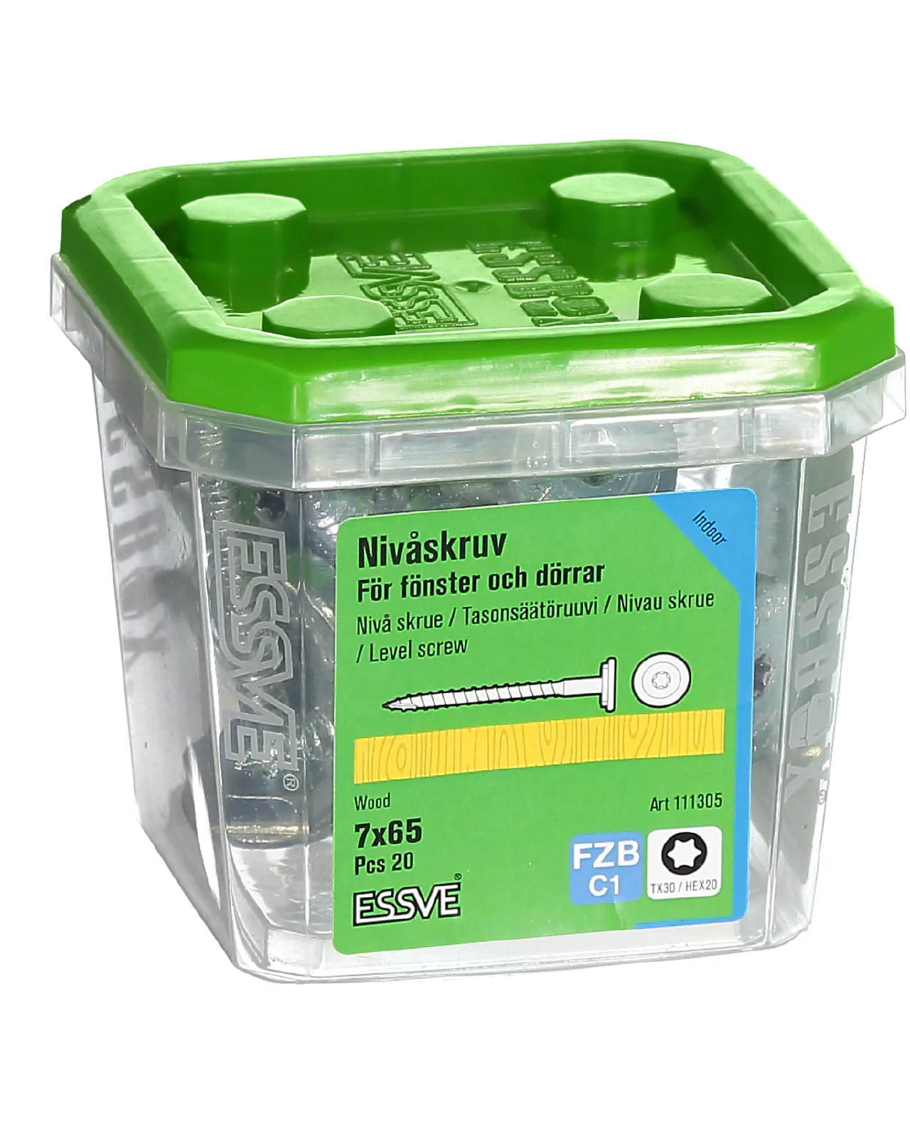 Nivåskrue 7,0x65 tx30 fzb a-20hex20mm sekskantskive for justering Nivåskrue 7,0x65 tx30 fzb a-20hex20mm sekskantskive for justering