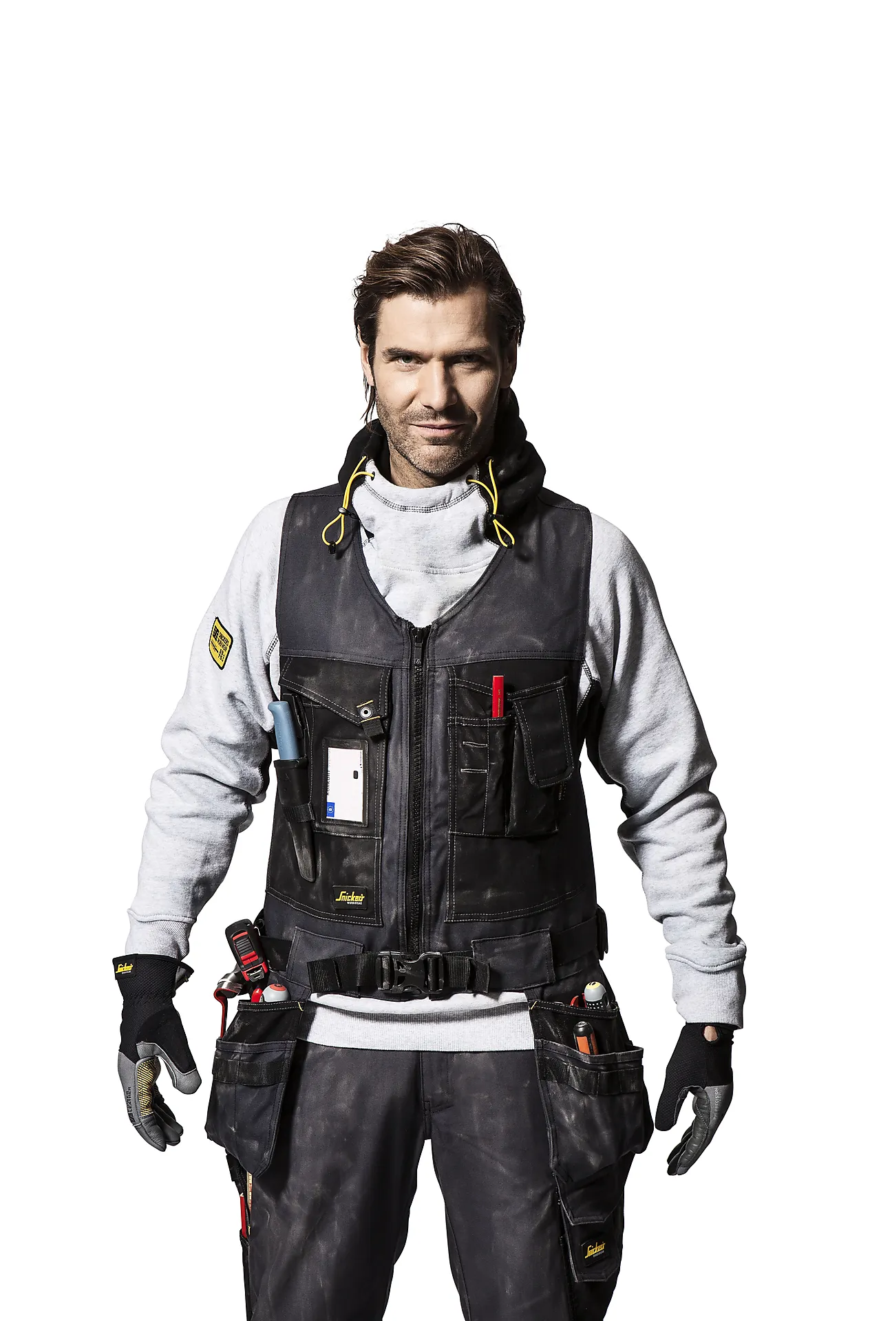 Verktøyvest 4254 sort/sort M canvas med hylsterlommer null - M - 3 - Miniatyr