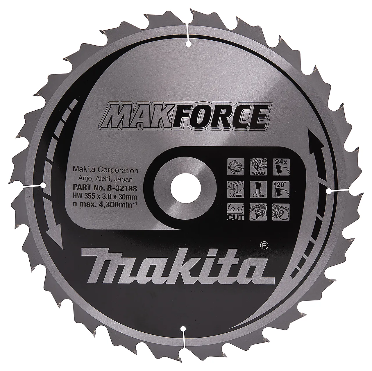 Makita Sirkelsagblad 355x30x24T B-32188 Makforce Tre null - null - 2 - Miniatyr