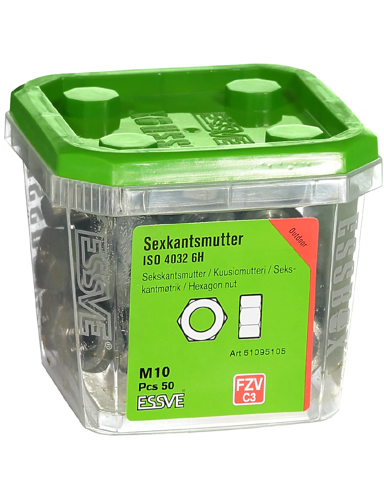 Sekskantmutter m10 din 934 fzv -50 varmforsinket stål iso 4032 null - null - 2 - Miniatyr