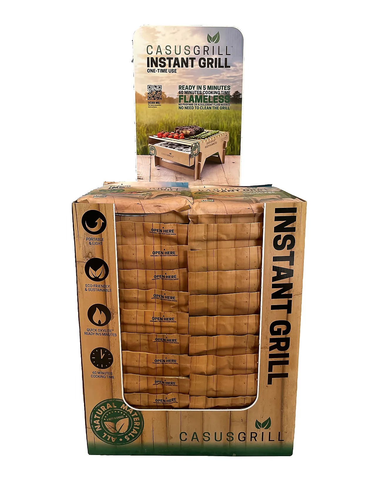 Engangsgrill bambus 32x24x5,5 cm