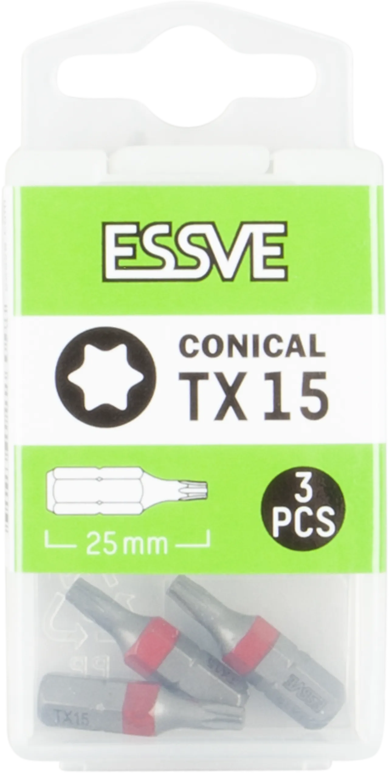 Bits tx15 25mm koniske a-3, rød fargemarkering
