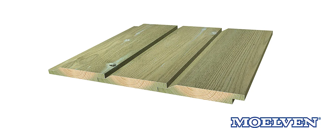 Dobbelfals furu CU-impregnert 19 x 148 mm 28° KL1 null - null - 2 - Miniatyr