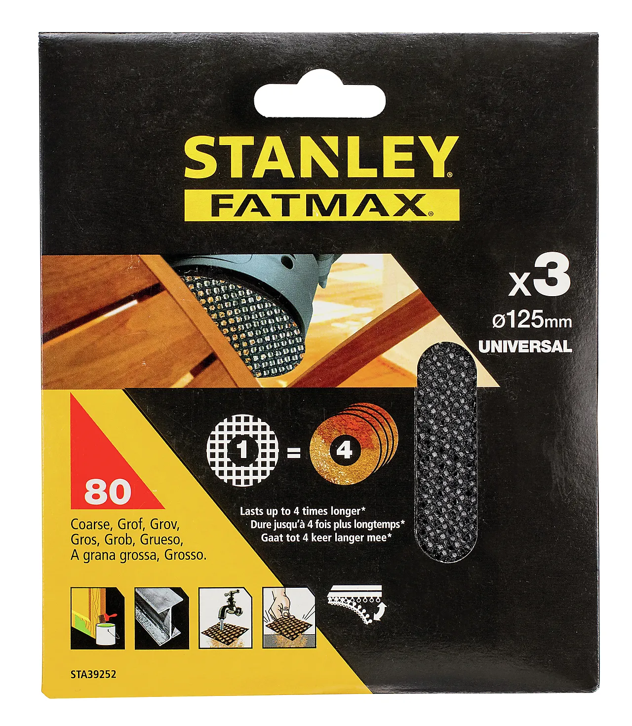 Sliperondell mesh 125mm  120k x3stk sta39252 stanley null - null - 2 - Miniatyr