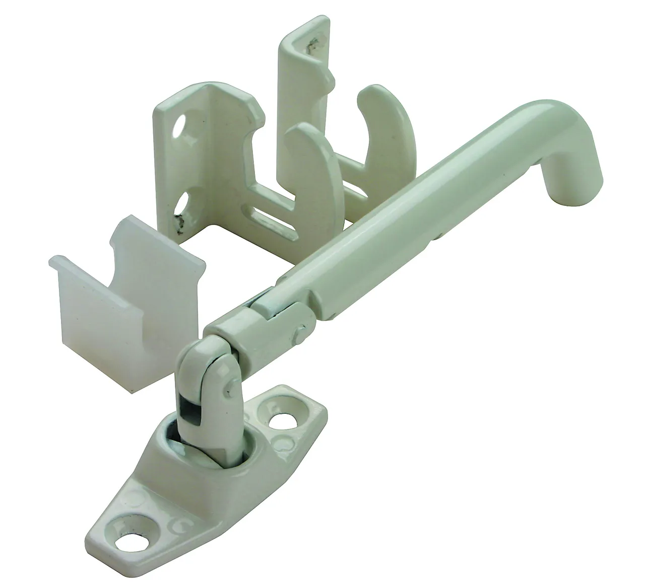 Sikringsbeslag m/sperre hvit Sikringsbeslag m/sperre hvit