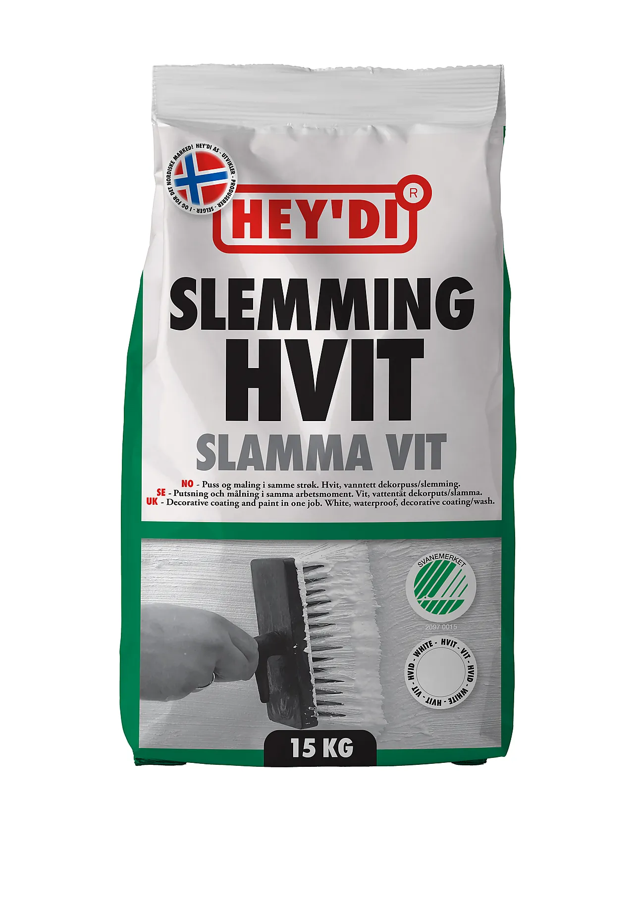 Slemming hvit 15 kg heydi vanntett dekorpuss for mur og betong null - null - 2 - Miniatyr
