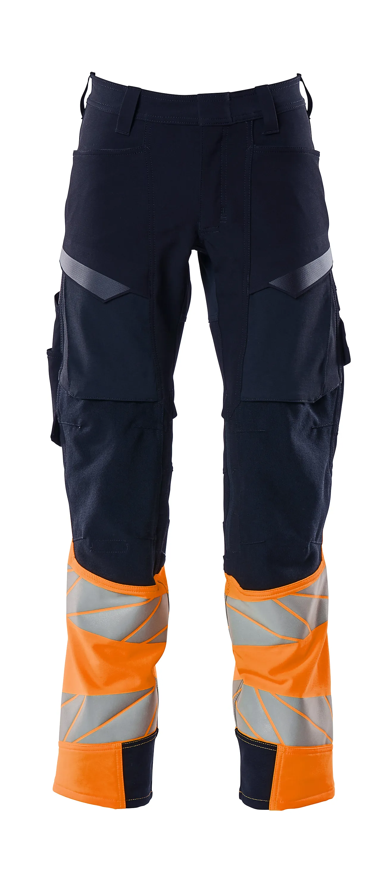 Bukse marine/ora 82c48 19179 hi-vis med knelommer stretch