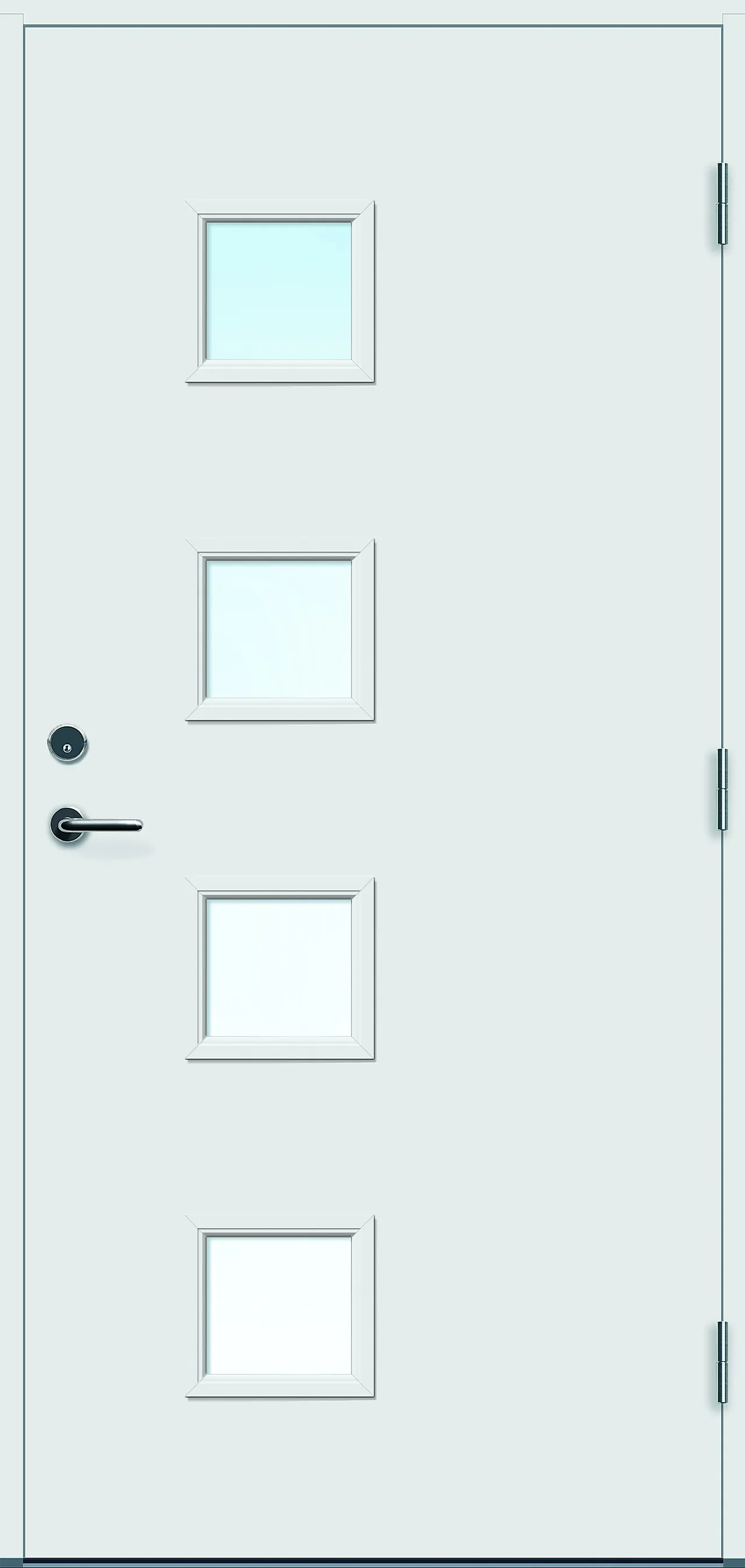 Ytterdør Runde med glass hvit høyre 100x210 cm null - 100x210 cm - 3 - Miniatyr