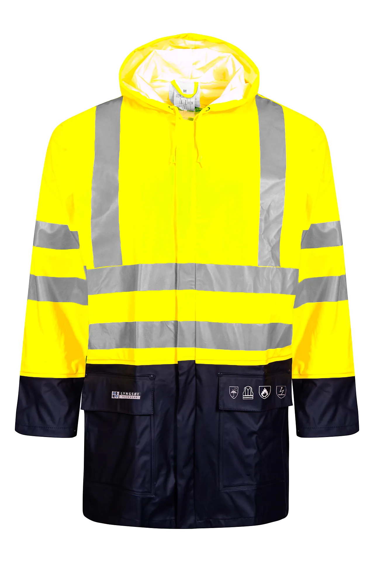 Regnjakke gul/navy str XS Regnjakke gul/navy str XS