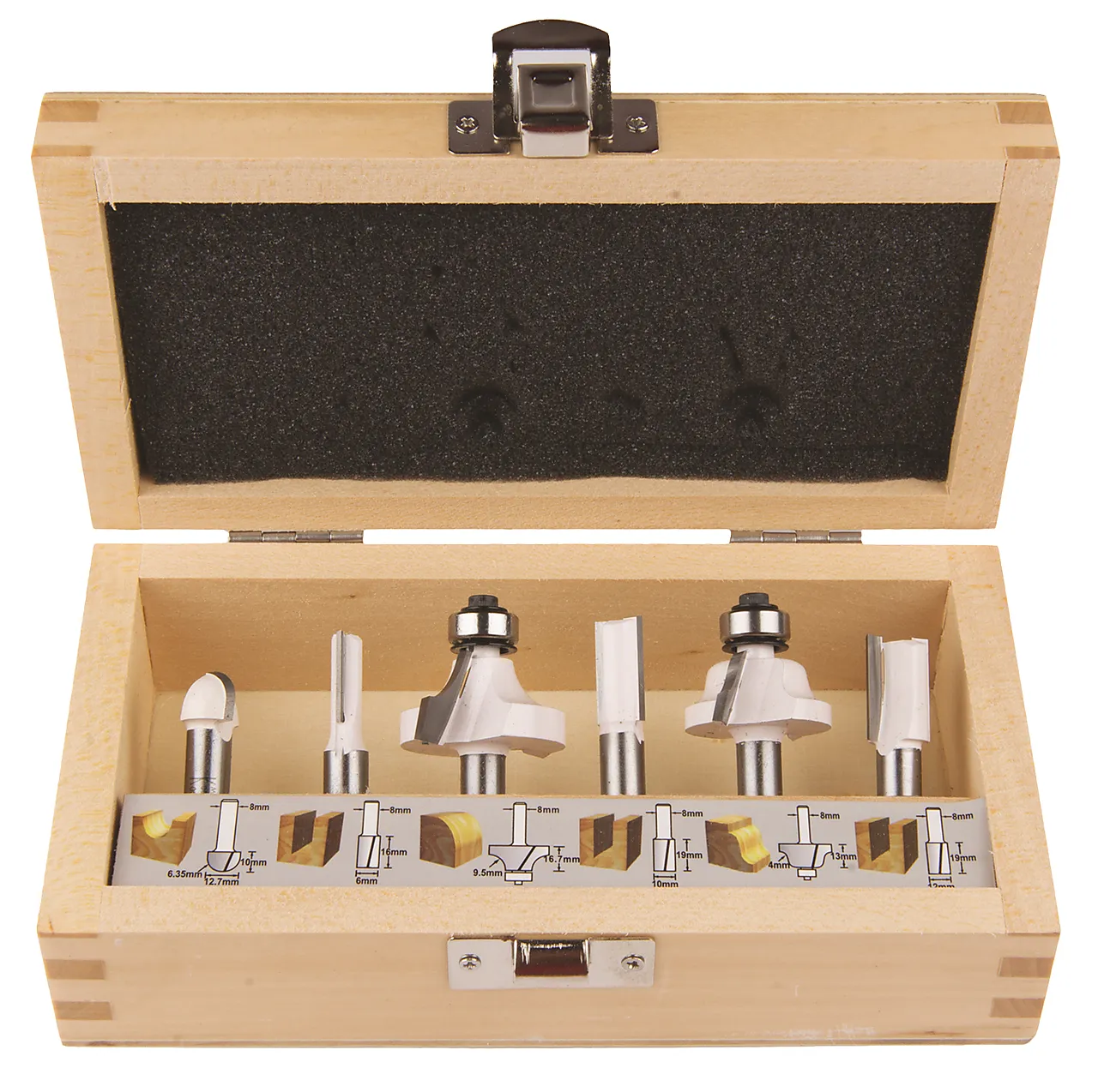 Fresesett d-53540 6-deler til overfres, 8mm tange