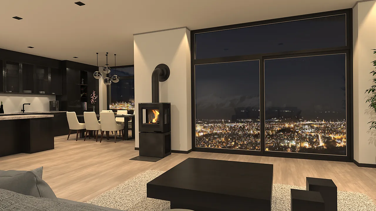 VisionLine Home s50-3 peisovn med glass på tre sider null - null - 3 - Miniatyr
