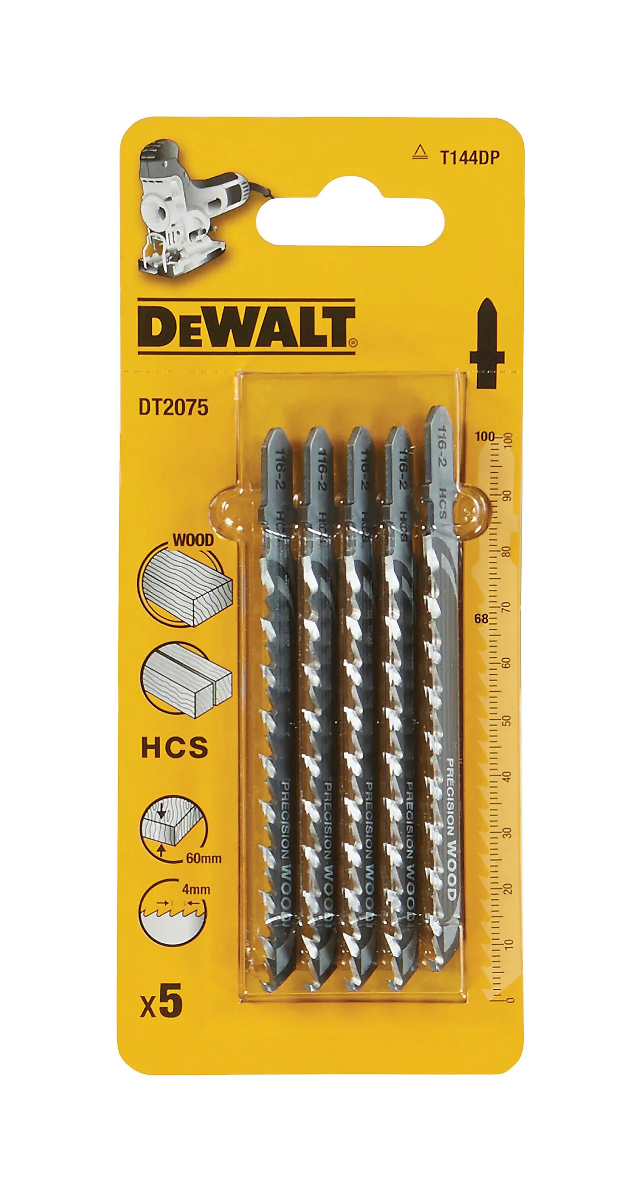 Stikksagblad DT2075  tre 100 mm 5 stk