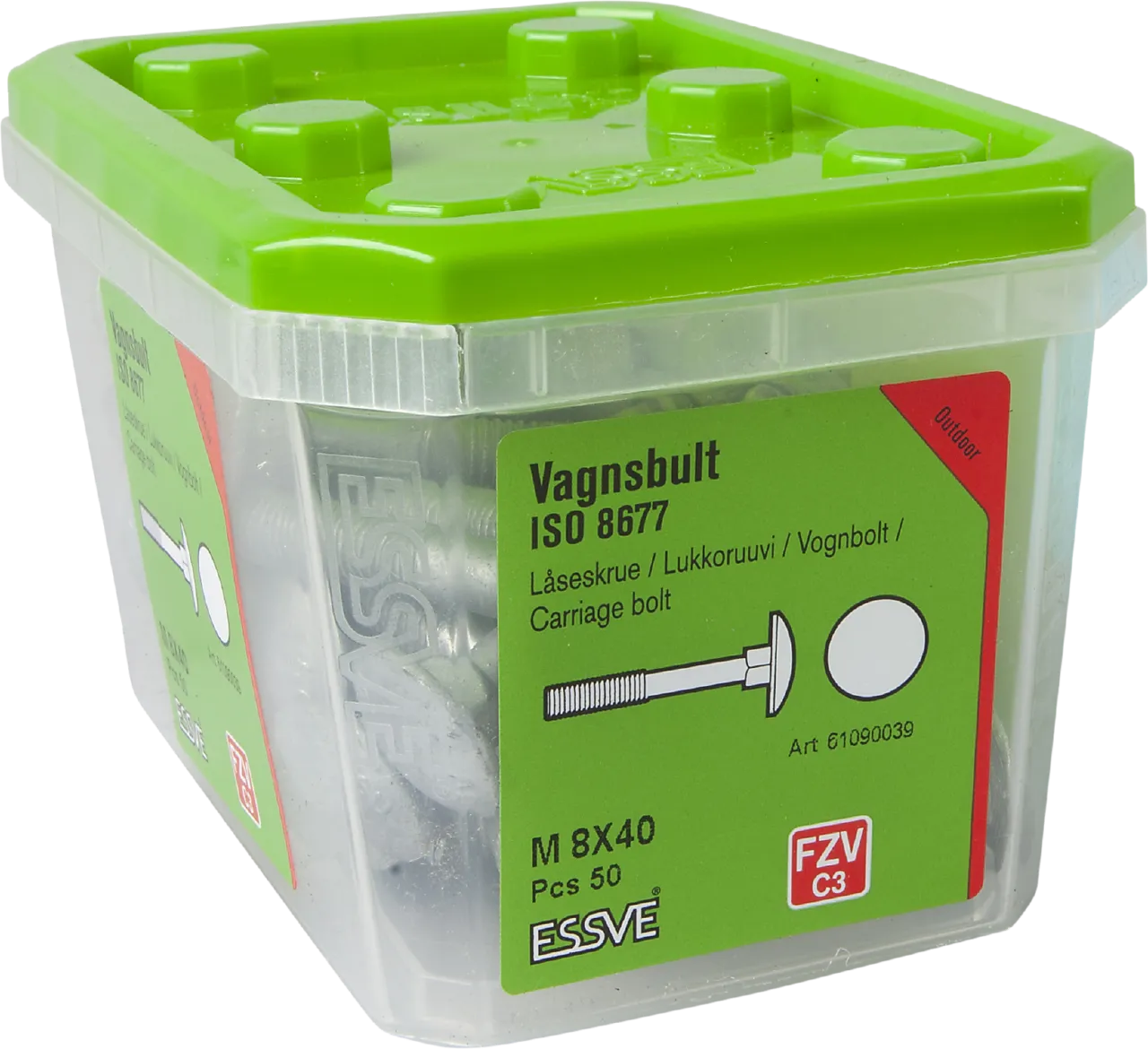 Låseskrue m8x40 din603 fzv -50 varmforsinket stål iso8677 null - null - 2 - Miniatyr