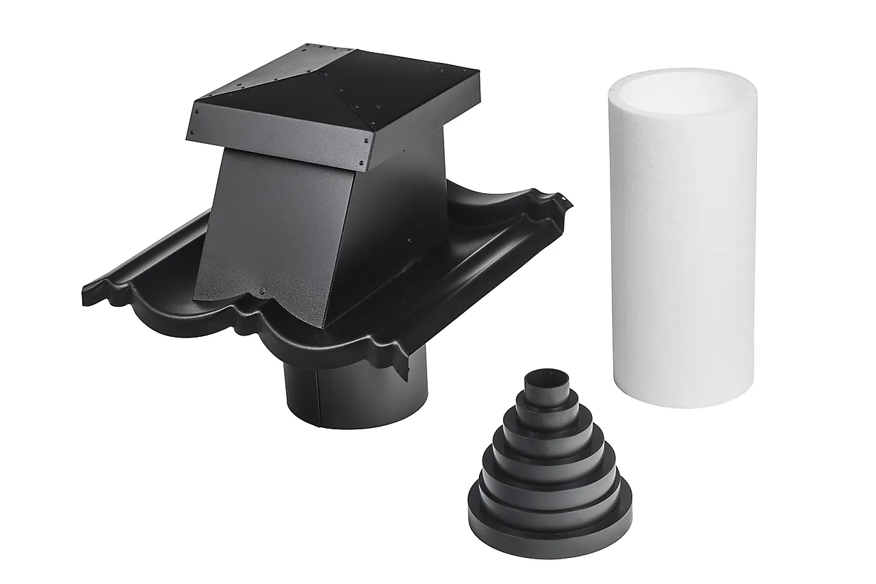 Kombilufter 10-50 stål exc matt sor inkl takmansjett, isola