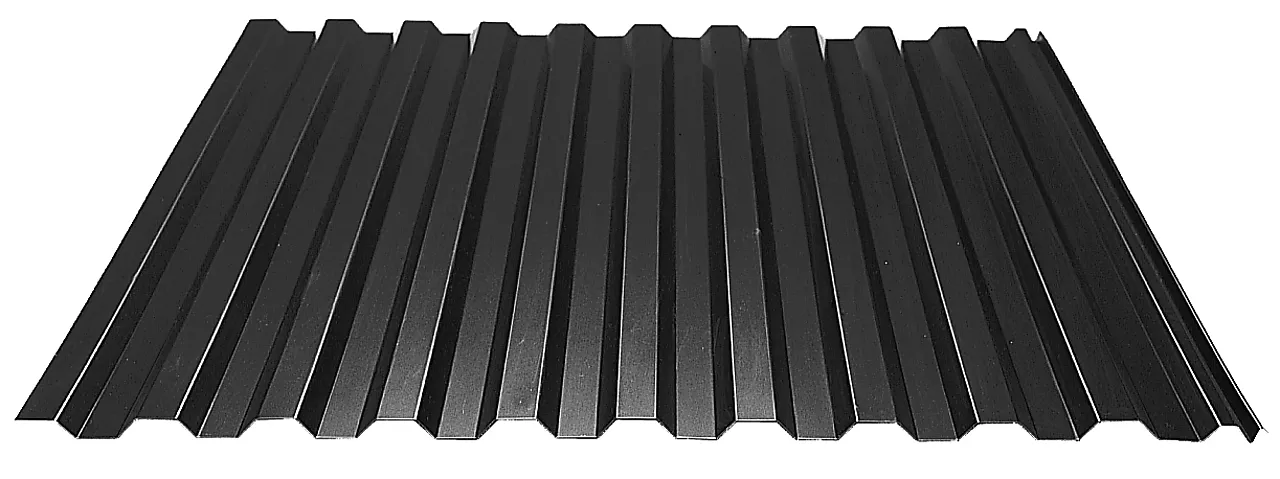 Takplate 20-profil lakkert 0,50 mm 1,05 x 2,5 meter svart Takplate 20-profil lakkert 0,50 mm 1,05 x 2,5 meter svart