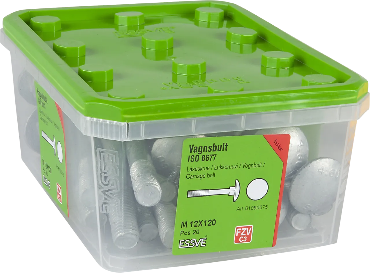 Låseskrue m12x120 din603 fzv -20 varmforsinket stål iso8677 null - null - 2 - Miniatyr