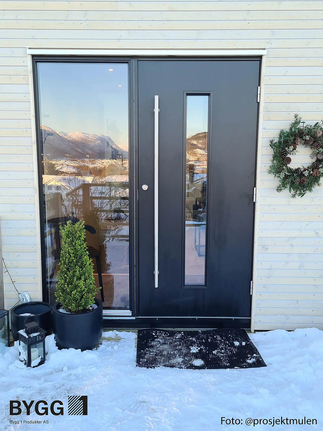 Sidefelt ytterdør S-1 Klart med glass svart 30x210 cm null - 30x210 cm - 3 - Miniatyr