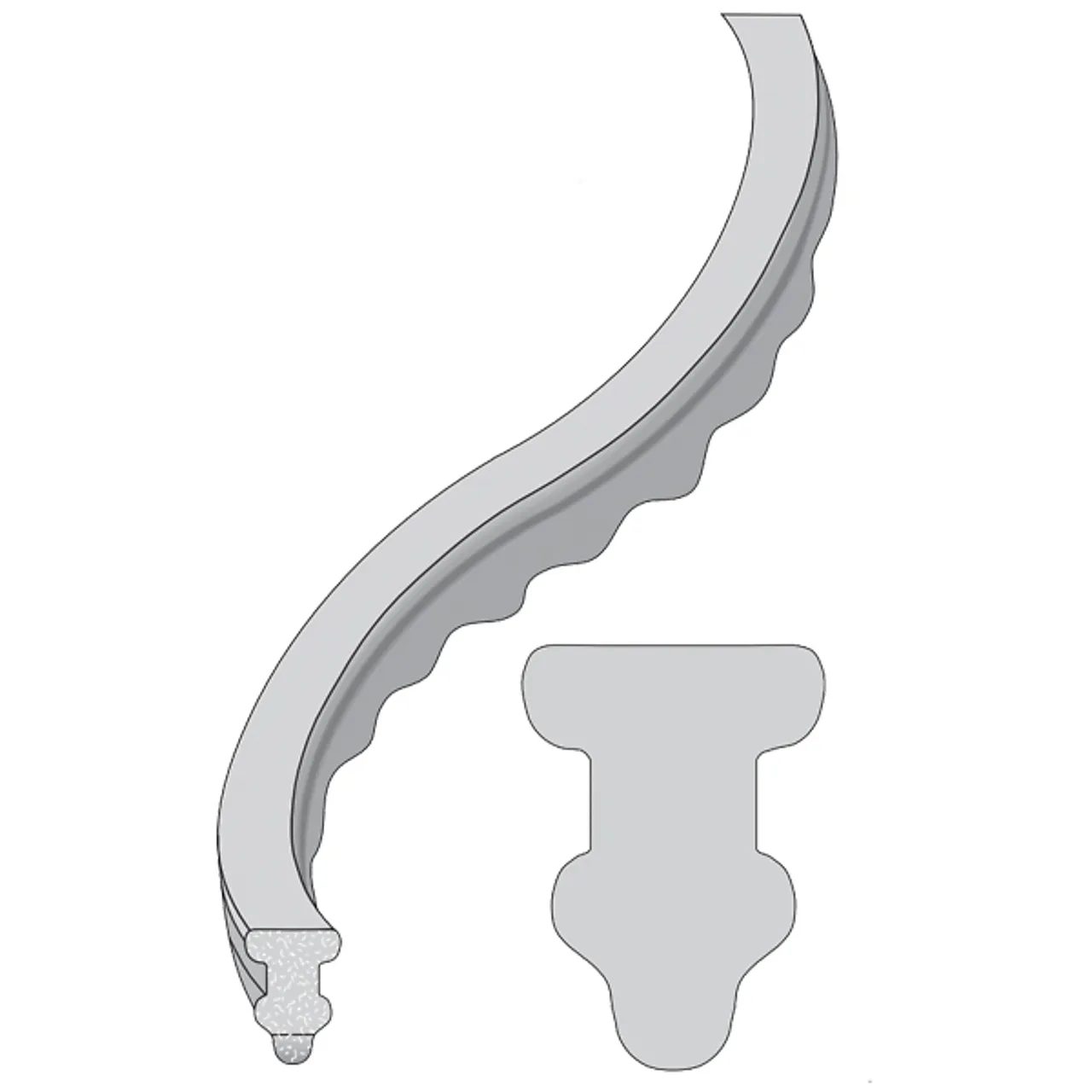 Fiberål betong med nupper 90 x 800 mm