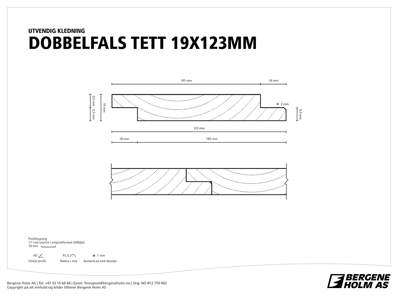 Furu 19x123  tett tryr stormsort kledning dobbelfals tett beh cu-imp null - null - 2 - Miniatyr