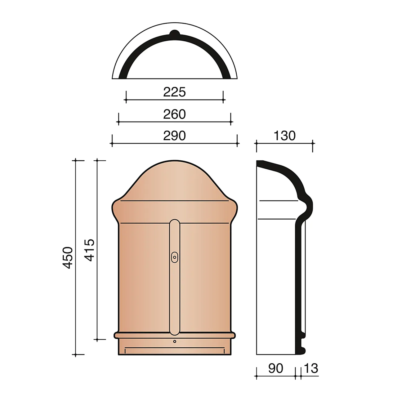 Takstein tegl valmkappe sort glasert Takstein tegl valmkappe sort glasert