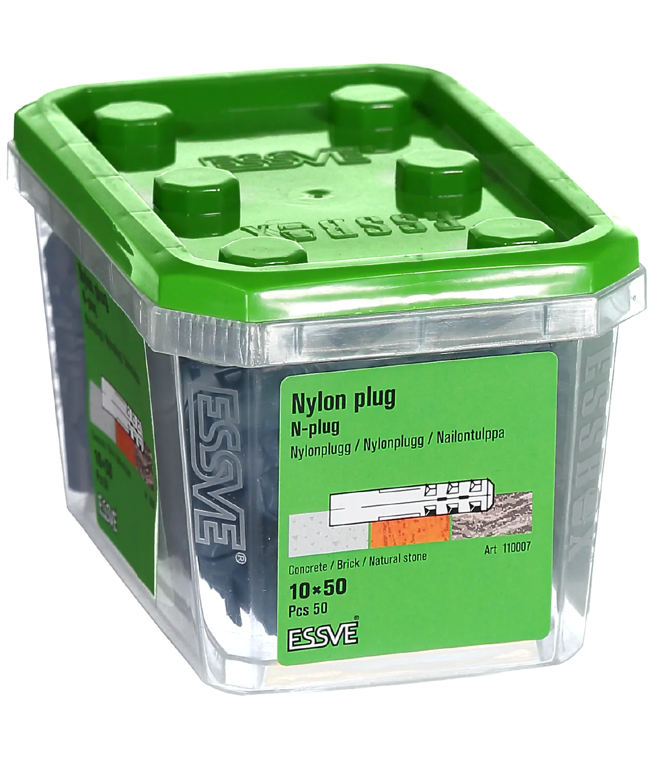 Nylonplugg n 10x50 lysgrå a-50feste i harde materialer null - 50 - 2 - Miniatyr