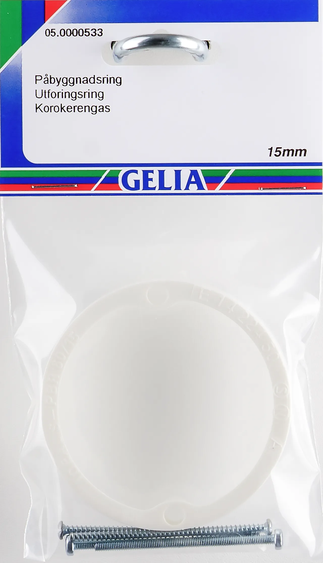 Utforingsring apparatboks 15mm byggehøyde 15 mm inkl skruer