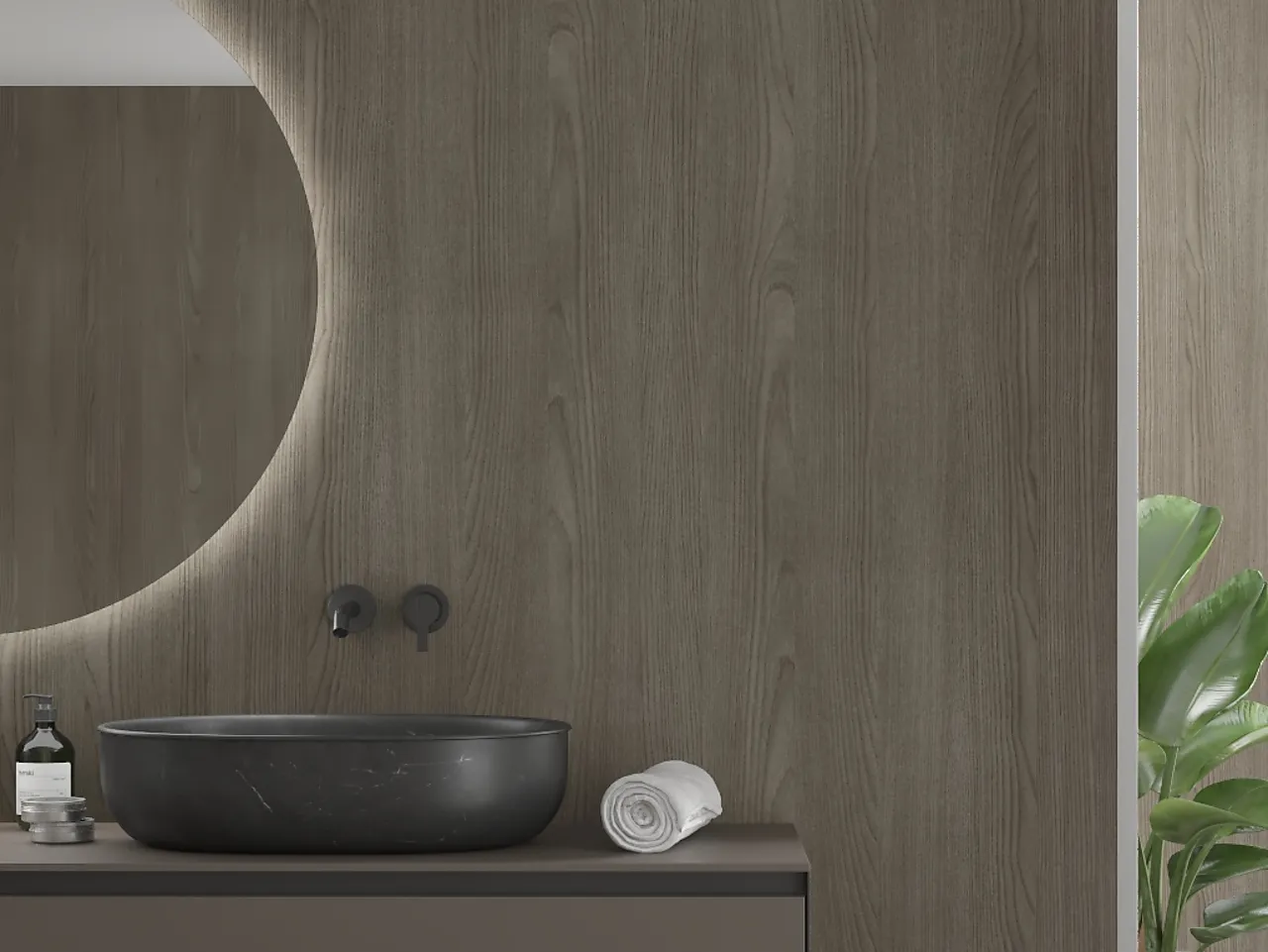 Badersomspanel 4633m00 dark wood no tile 10x620x2400 null - null - 3 - Miniatyr