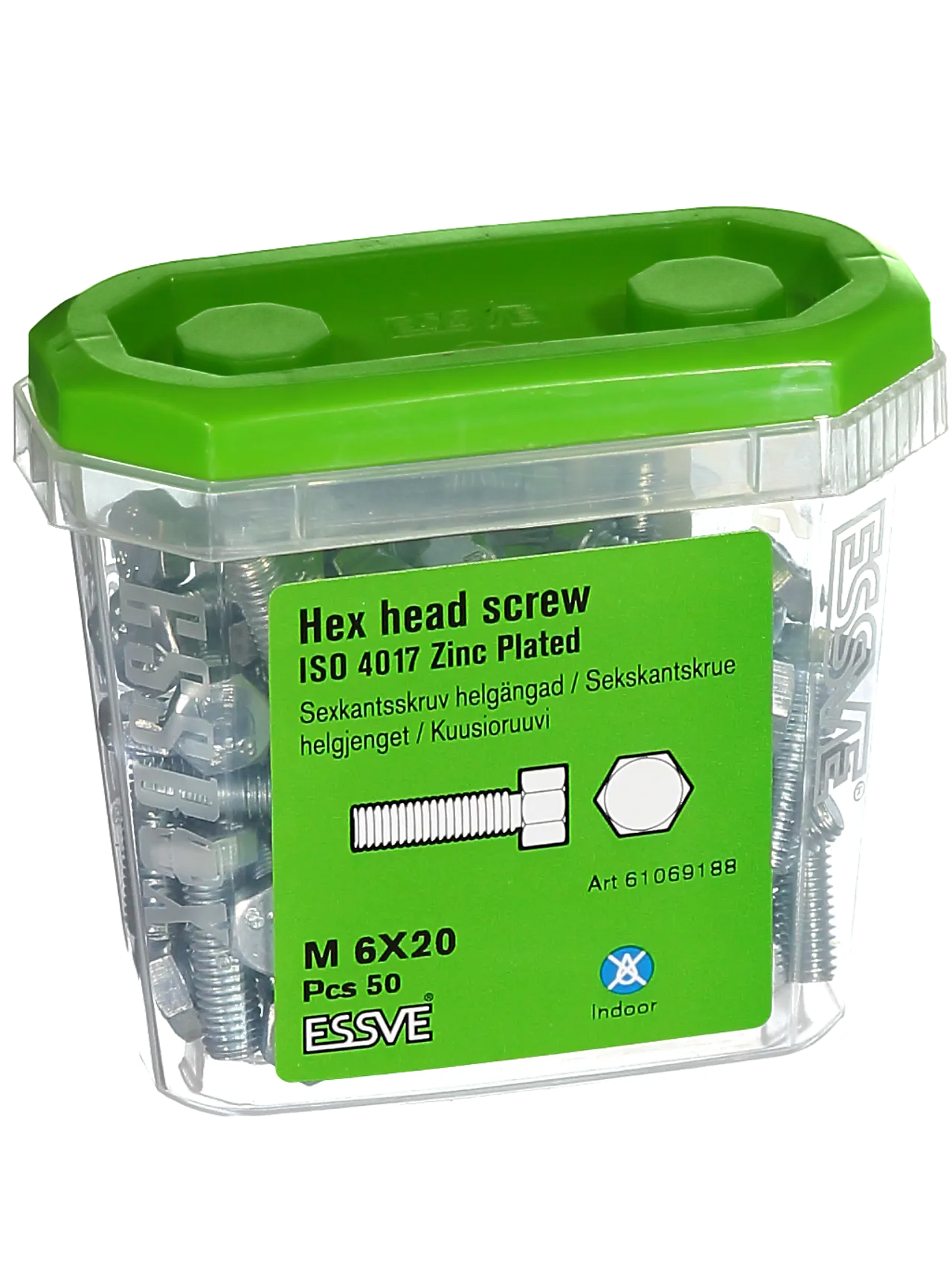 Sekskantskrue hg m6x20 fzb -50 helgjenget blankforsinket stål