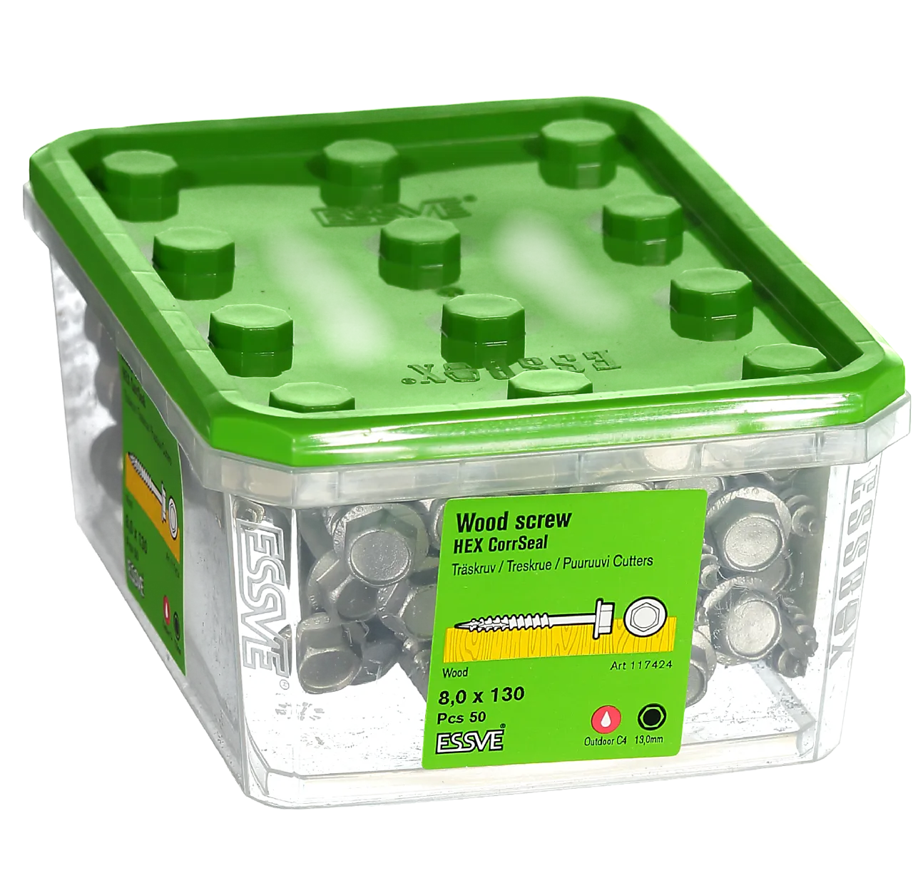 Treskruer corrseal sekskant 8x130 mm 50 stk null - 130 - 2 - Miniatyr