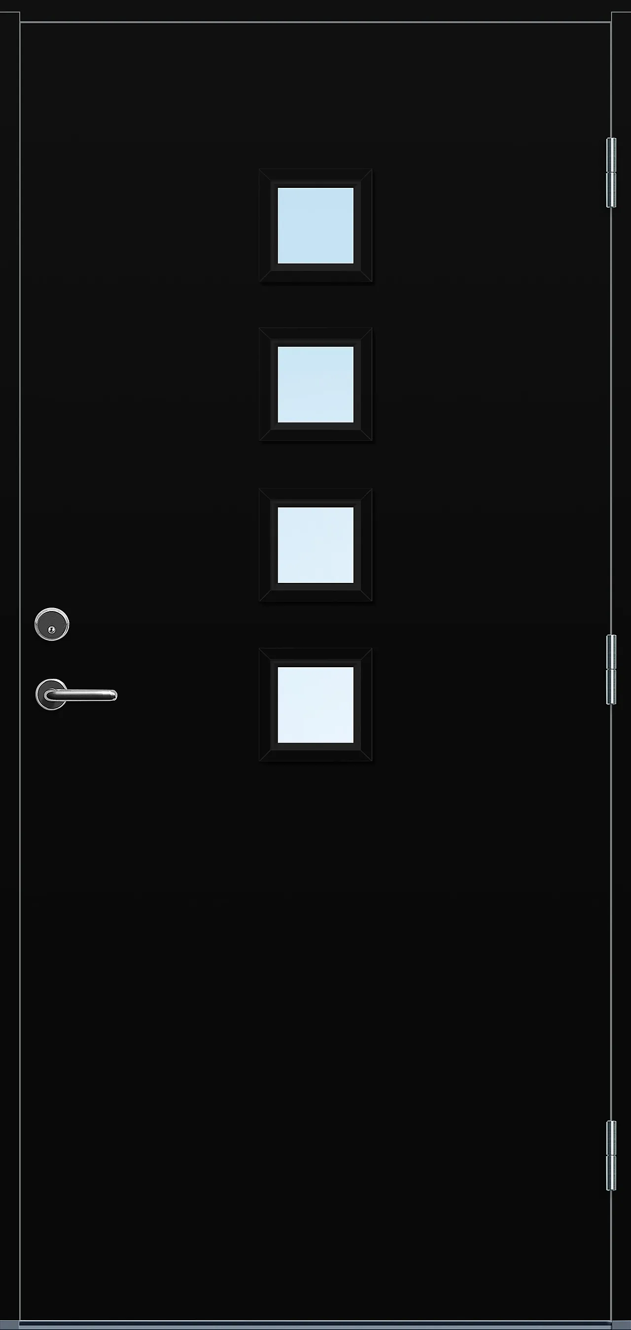 Ytterdør Larvik med glass svart høyre 100x210 cm