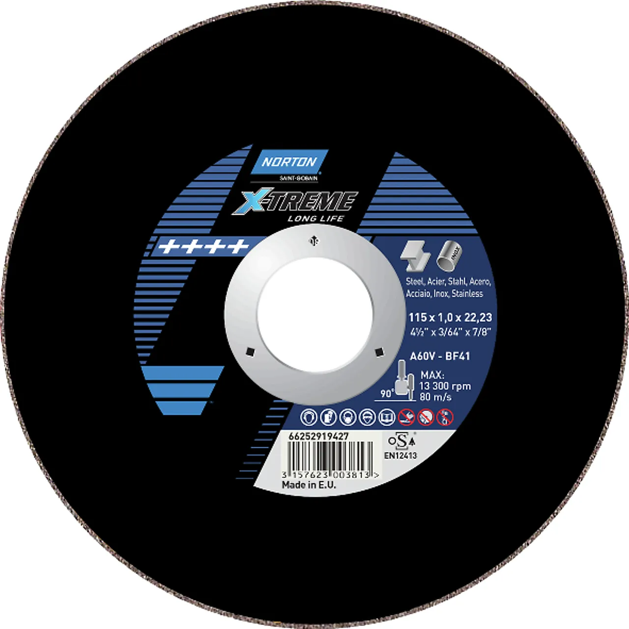 Kappeskive stål 125x2,0x 22 nx norton x-treme life metal-inox