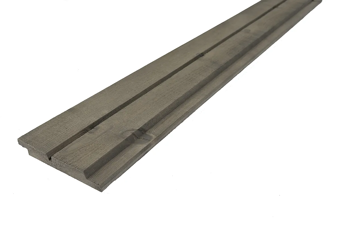 Kledning dobbelfals 60° m/fuge 19x148 mm grå Kledning dobbelfals 60° m/fuge 19x148 mm grå