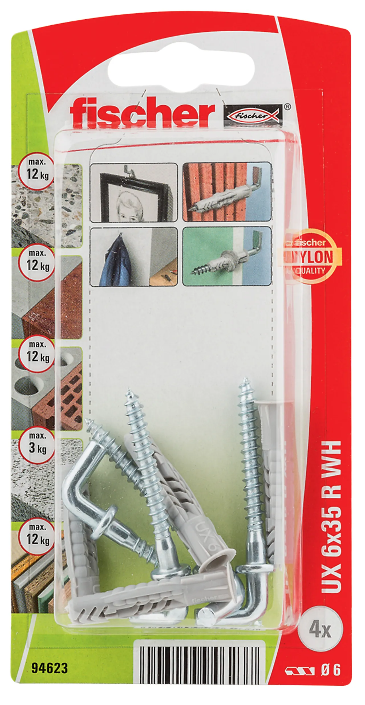 Universalpl vinkel ux 6X35 mm r wh bk 4 stk pr bk nv fischer Universalpl vinkel ux 6X35 mm r wh bk 4 stk pr bk nv fischer