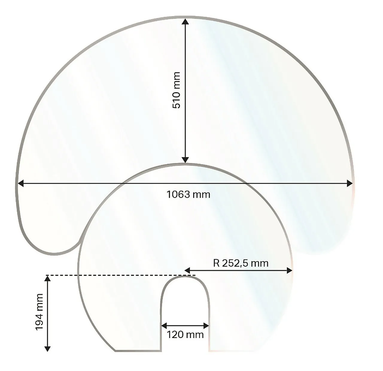 Aduro glassgulvplate halvmåne XL 1.2x106x101.5 cm