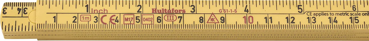 Tommestokk 1 meter glassfiber G61-1-6 metrisk gradering/engelsk tomme null - 1 - 3 - Miniatyr