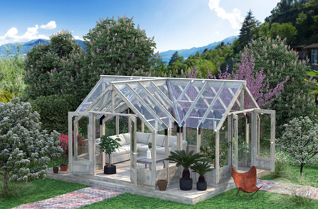 Drivhus Emilia glass tre 19,1 m² null - null - 2 - Miniatyr