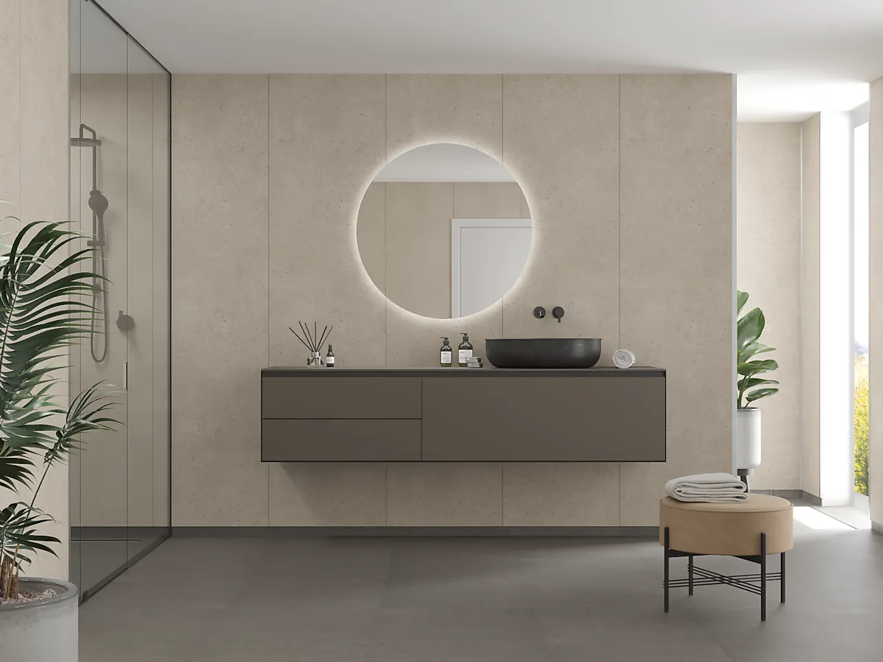 Fibo Baderomsplate 2490M10 Rough Cement 60x240cm