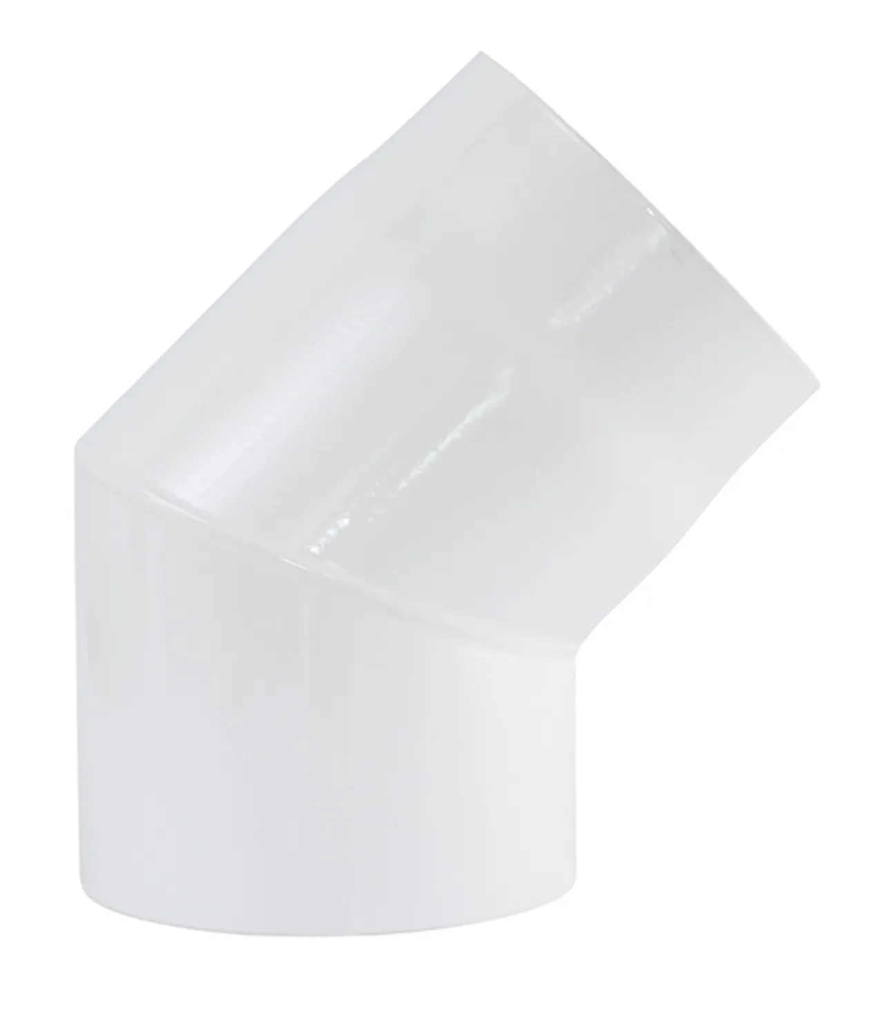 Røykrør ø130 45gr u/luke whe whe hvit emalje 2,3mm