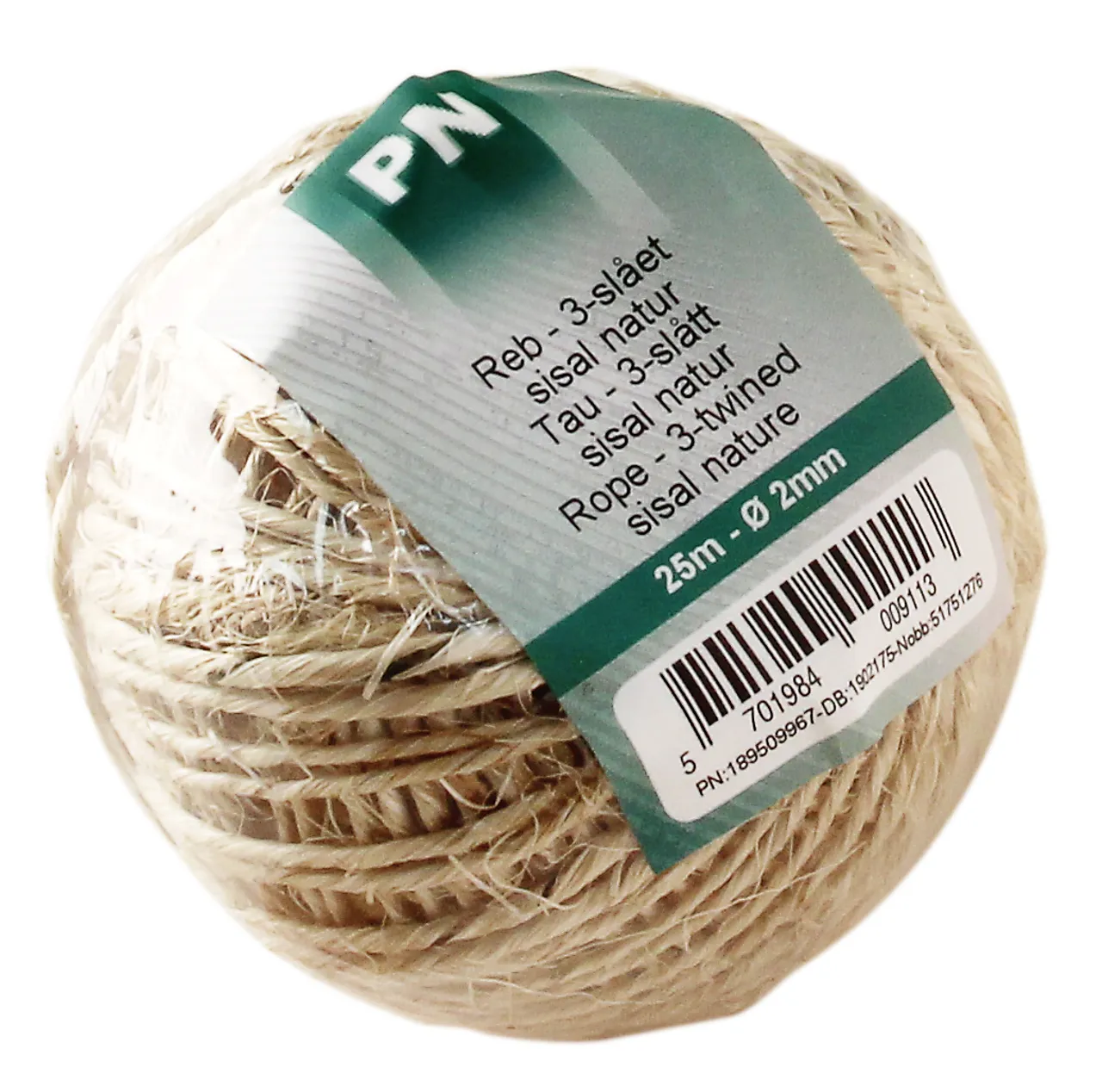 Sisaltau 3-slått ø 2 mm/25 m