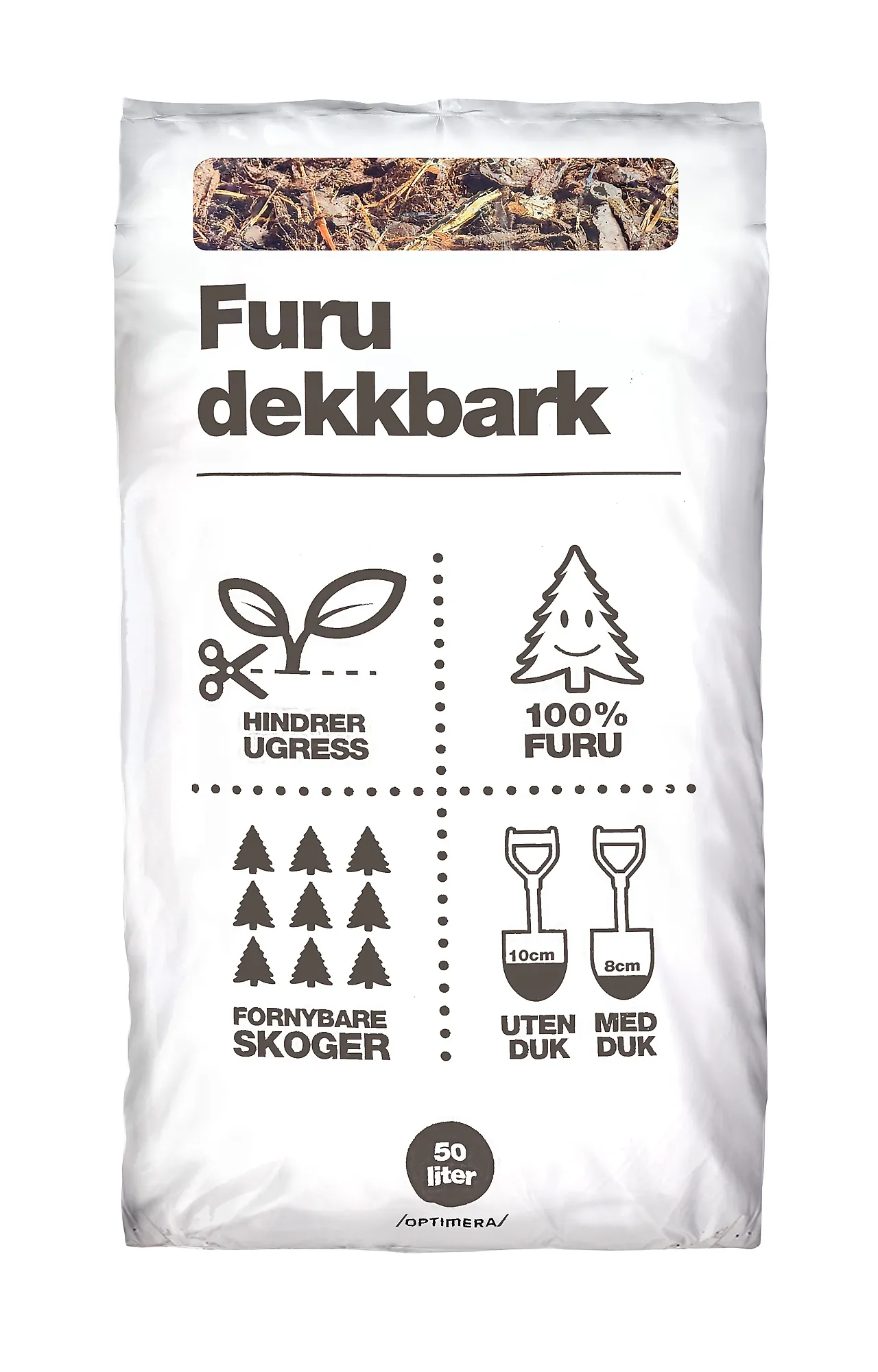 Dekkbark furu 50 liter