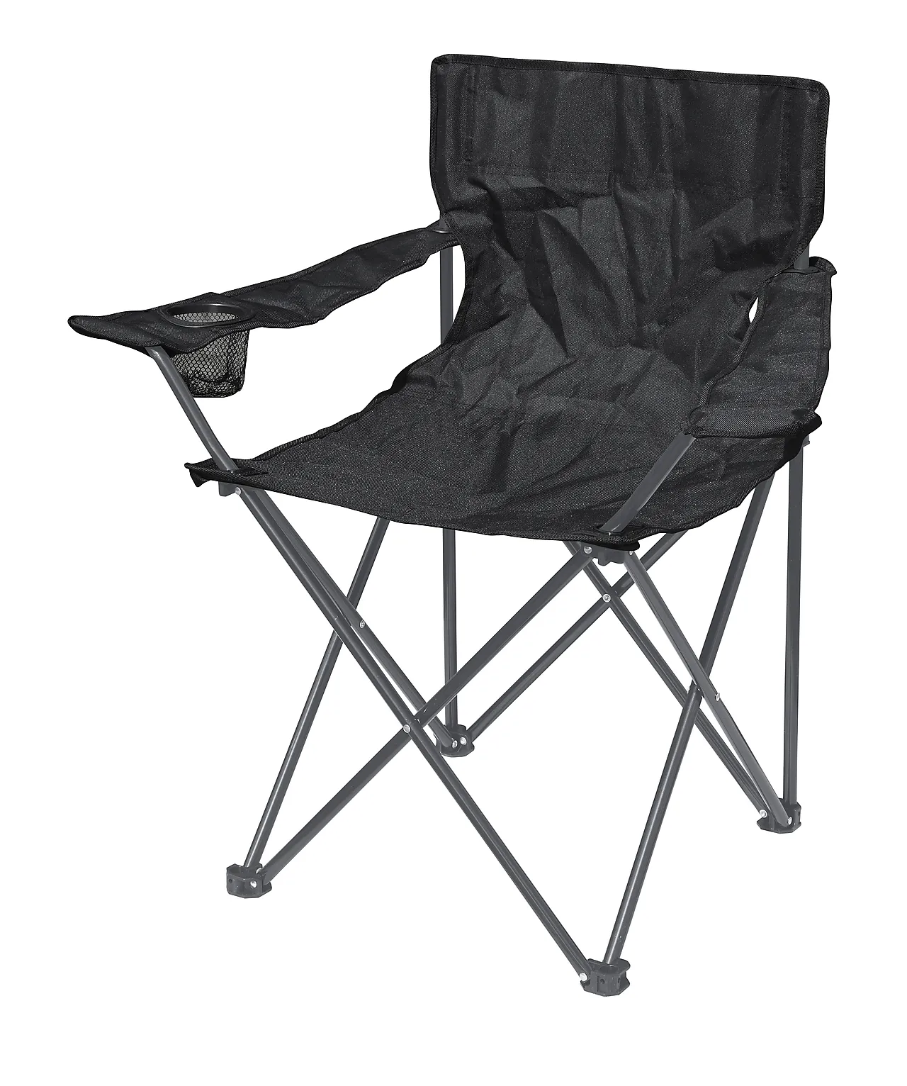 Campingstol sort med koppholder